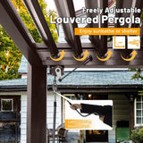 8x5 Ft Grill Louvered Pergola with Adjustable Roof and Built-in Gutter