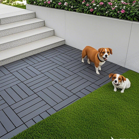 Plastic Interlocking 44 Pack Patio Deck Tiles, Square Waterproof Outdoor All Weather Use HouseOfZazla