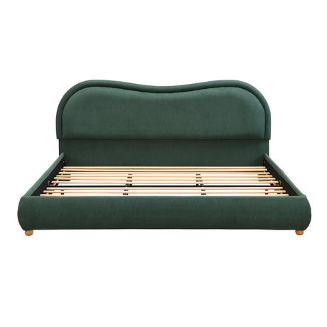 King Size Upholstered Platform Bed Frame with Rounded Corners HouseOfZazla