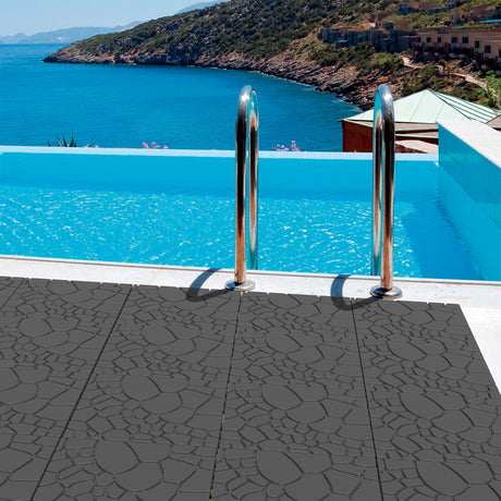 Stone Texture 12" Patio Deck Tiles - 44pcs HouseOfZazla
