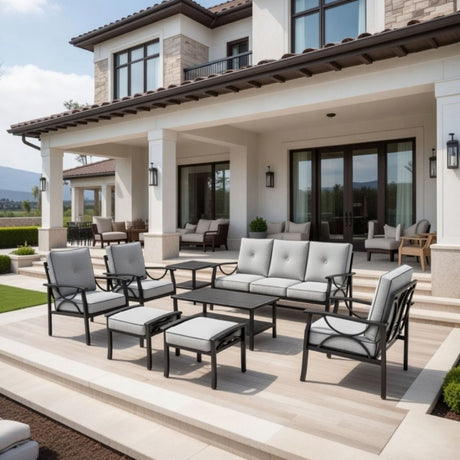 Patio Furniture Set with Coffee Table and Cushions for Backyard HouseOfZazla
