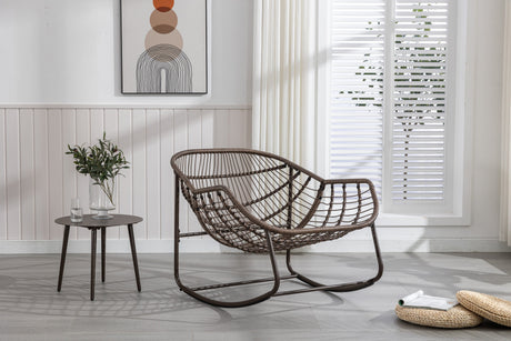 Outdoor Rattan Rocking Chair with Padded Cushion HouseOfZazla