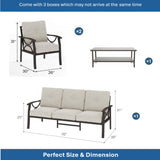 Patio Furniture Set with Coffee Table and Cushions for Backyard
