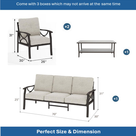 Patio Furniture Set with Coffee Table and Cushions for Backyard HouseOfZazla