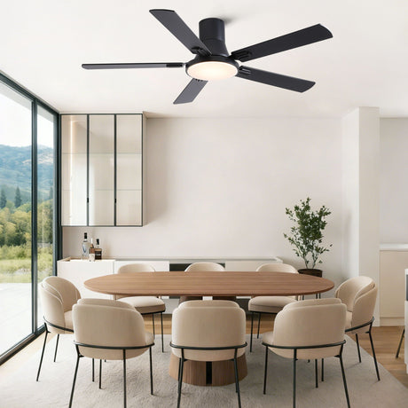 Flush Mount Ceiling Fans With LED Light And Remote Control, 5 Blades HouseOfZazla
