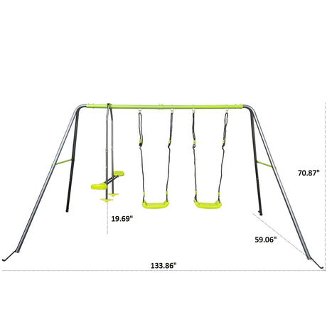 Xns081 Interesting Swingset With Plastic Safe Swing Set 440Lbs For Outdoor Playground For Age 3+ With Face To Face Without Tee - Lime Green HouseOfZazla