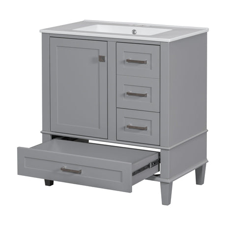 Bathroom Vanity, Modern Bathroom Cabinet With Sink Combo Set, Bathroom Storage Cabinet With A Soft Closing Door And 3 Drawers, Solid Wood Frame HouseOfZazla