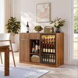 51" Fluted Bar Cabinet with Fridge Space and Wine Glass Rack