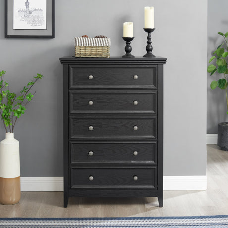 Modern 5-Drawer Black Dresser for Living Room Storage HouseOfZazla