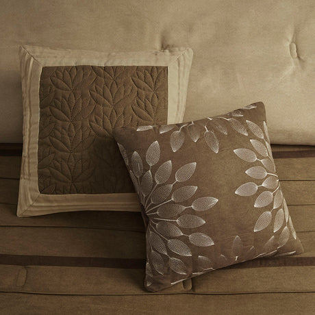 7 Piece Faux Suede Comforter Set Natural Queen HouseOfZazla