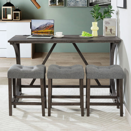 Bar Table Set With 3 Padded Stools HouseOfZazla