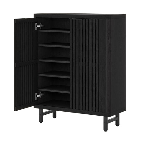 6 Tier Shoe Cabinet With Louvered Doors HouseOfZazla