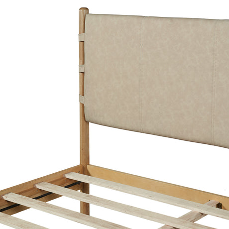 Premium Rubber Wood Platform Bed Frame, Queen Size with Headboard HouseOfZazla