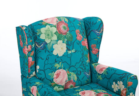Modern Accent Chair with Retro Wood Legs - Floral HouseOfZazla