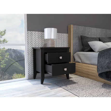 Breeze Four-Legged Modern Bedroom Nightstand with Two Drawers HouseOfZazla
