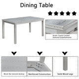 Dining Table Set With Crystal Decoration And Upholstered Chairs