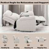 Chriki Beige Fabric Power Recliner with Lift, Heating, and Massage