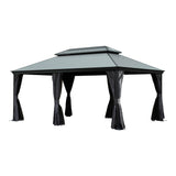 12'x18' Hardtop Gazebo with Resin Roof, Curtains, and Mosquito Netting