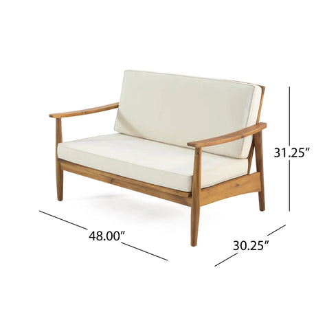 Outdoor Acacia Wood Loveseat Set With Coffee Table HouseOfZazla