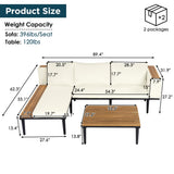 Luxury L-Shaped Acacia Wood Patio Furniture Set with Cushions