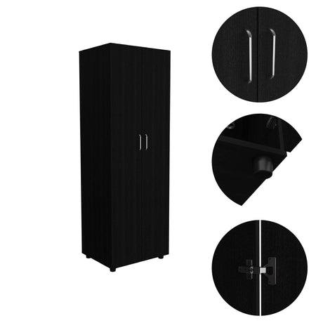Armoire Organiser, Two Shelves, Rod, Double Door Cabinet Armoire HouseOfZazla