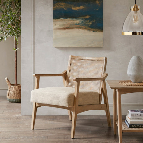 Cane Back Upholstered Accent Chair HouseOfZazla