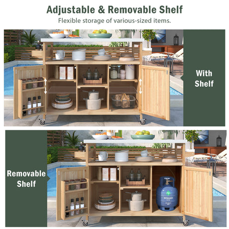 K&K Outdoor Kitchen Island, Rolling Bar Cart & Storage Cabinet HouseOfZazla
