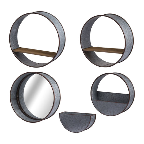 Farmhouse Round Metal Wall Planter (Set of 5) - Gray HouseOfZazla