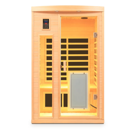 Low EMF Hemlock Wood Far-Infrared Indoor Two-Person Sauna Room HouseOfZazla