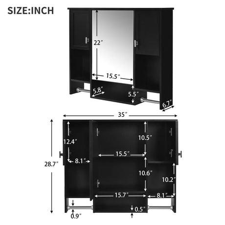 Wall Mounted Bathroom Storage Cabinet With Mirror, Medicine Cabinet With Towel Bar HouseOfZazla