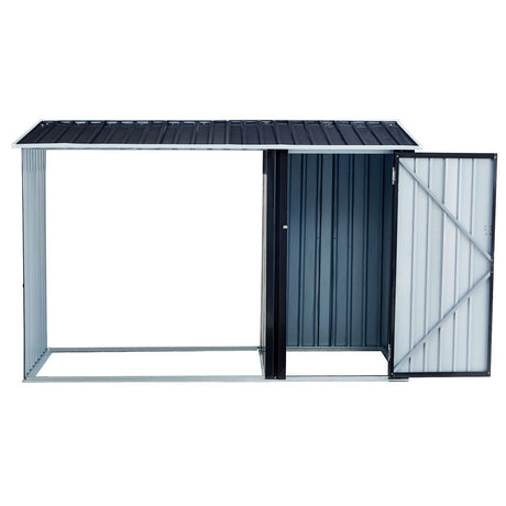 Firewood Storage Shed, Outdoor Firewood Rack, Outdoor Storage Shed With Log Holder, Firewood Shelter For Patio, Anthracite Galvanized Steel - Black HouseOfZazla