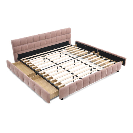 Modern Platform Bed Frame With Thick Fabric HouseOfZazla