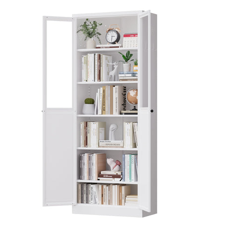 Tall Metal Kitchen Pantry Cabinet With Adjustable Shelves And Silent Magnetic Doors - White HouseOfZazla