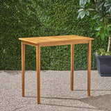 Outdoor Minimalist Acacia Wood Rectangle Bar Table