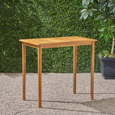 Outdoor Minimalist Acacia Wood Rectangle Bar Table HouseOfZazla