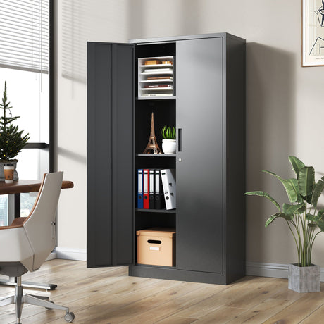 Heavy Metal Garage Storage Cabinet With Locking Doors, Steel, Adjustable Shelves HouseOfZazla