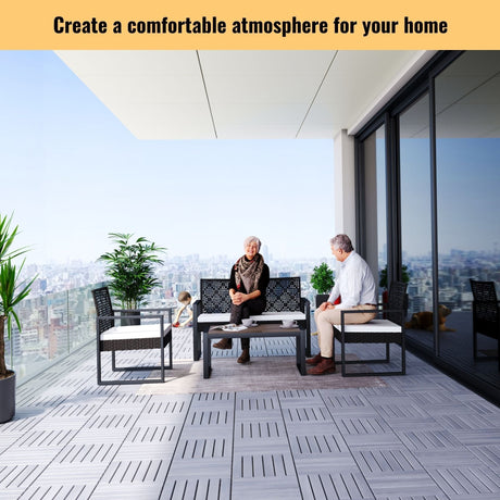 Interlocking Deck Tiles Striped Pattern Waterproof Brown HouseOfZazla