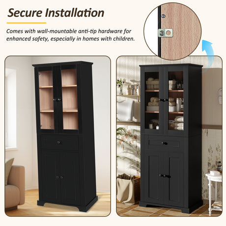 Bathroom Storage Cabinet, Adjustable Shelves & Drawer, Freestanding Tower HouseOfZazla
