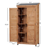 Outdoor Storage Shed With Vertical Tool Cabinet For Backyard