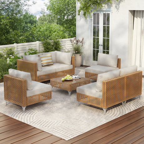 K&K 7-Piece Wicker Patio Furniture Set HouseOfZazla