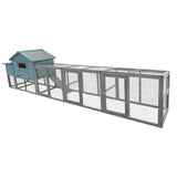 141" Large Wooden Chicken Coop with Nesting Box and Wire Fence