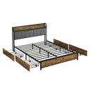 Contemporary Bed Frame With Storage Headboard, Charging Station, LED Lights HouseOfZazla