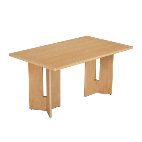 Dining Table Set With 6 Upholstered Chairs, Rectangular Table With Cutout Legs HouseOfZazla