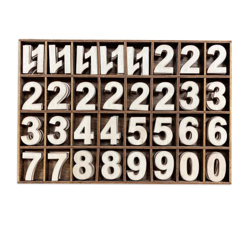 1-1/4 Inch (1.25") 185 Pieces Unfinished Wooden Numbers Blank Wood Clock Numbers Unpainted Calendar Numbers Scrapbooking Crafts Cregugua