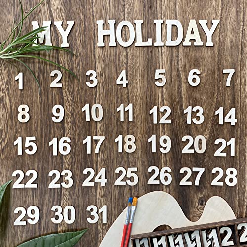 1-1/4 Inch (1.25") 185 Pieces Unfinished Wooden Numbers Blank Wood Clock Numbers Unpainted Calendar Numbers Scrapbooking Crafts Cregugua