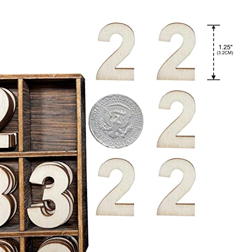 1-1/4 Inch (1.25") 185 Pieces Unfinished Wooden Numbers Blank Wood Clock Numbers Unpainted Calendar Numbers Scrapbooking Crafts Cregugua