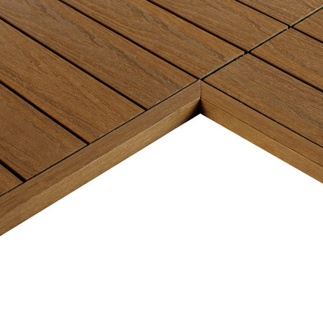 1/12 ft. x 1 ft. Quick Deck Composite Deck Tile Inside Corner Trim in Peruvian Teak (2-Pieces/Box) NewTechWood