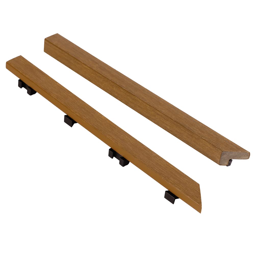 1/12 ft. x 1 ft. Quick Deck Composite Deck Tile Inside Corner Trim in Peruvian Teak (2-Pieces/Box) NewTechWood