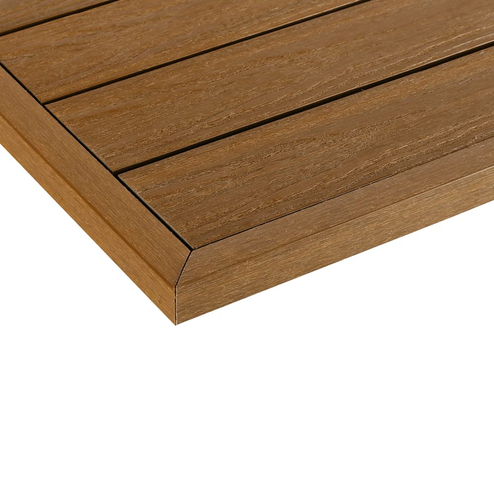 1/12 ft. x 1 ft. Quick Deck Composite Deck Tile Outside Corner Trim in Peruvian Teak (2-Pieces/Box) NewTechWood