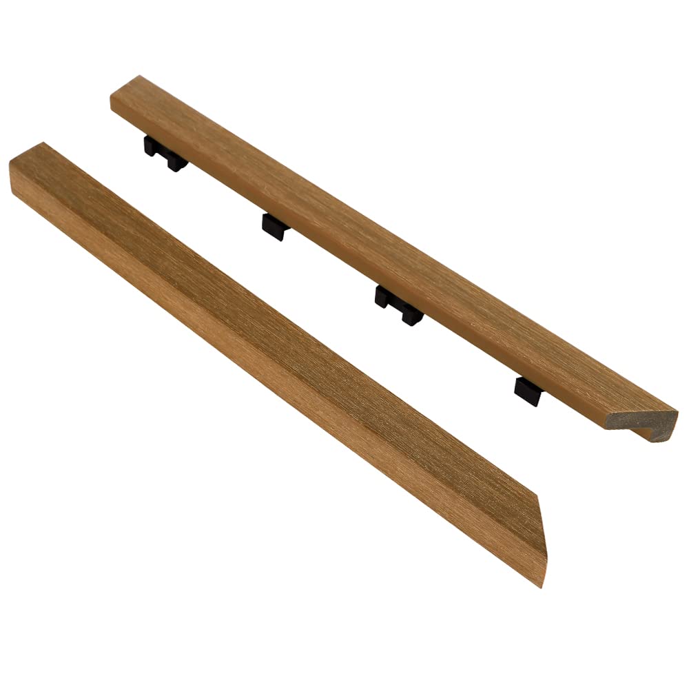 1/12 ft. x 1 ft. Quick Deck Composite Deck Tile Outside Corner Trim in Peruvian Teak (2-Pieces/Box) NewTechWood